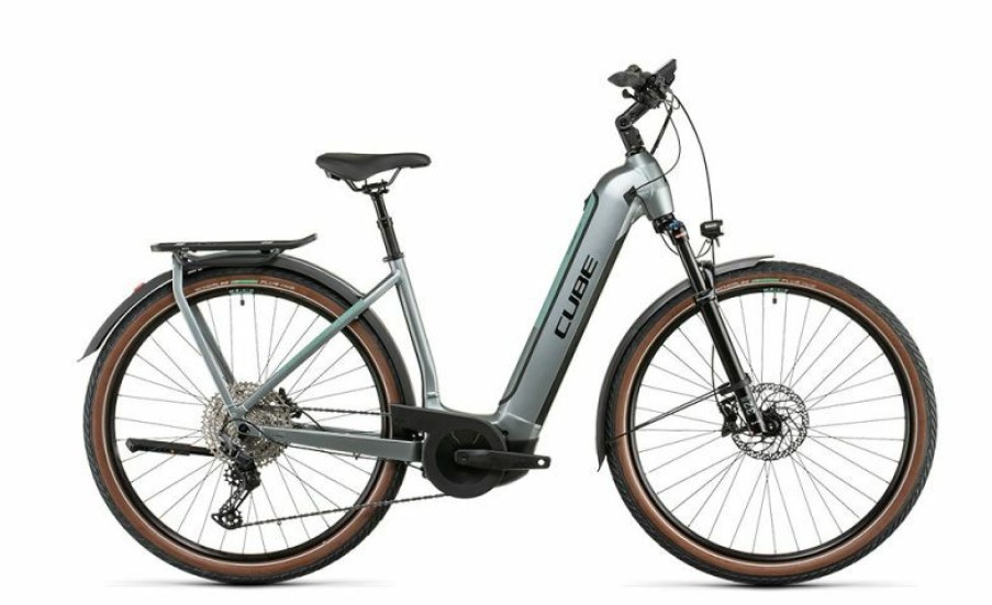 Cube E-Bike Cube Cube Kathmandu Hybrid Exc 750 Easy Entry Silvergreen N Black Sale